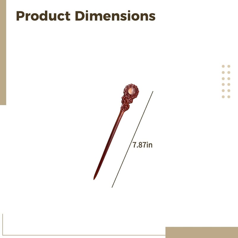 Sunflower Design Red Sandalwood Hair Stick, 7.9 In Chopsticks For Women, Vintage Wooden Hair Pin, Elegant Handmade Hair Accessories - Image 2