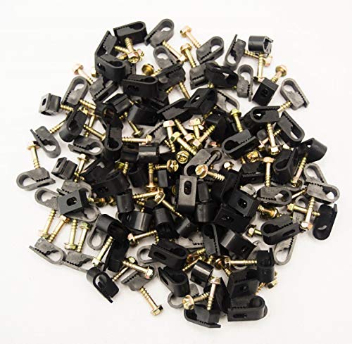 Stanz (TM) Flex Single Coaxial Cable Clips, Cat6, Electrical Wire Cable Clip, 1/4 in (6 mm) Screw Clip and Fastener, Black (100 Pieces per Bag) - Image 4