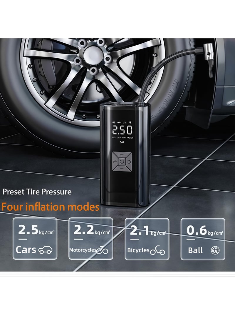 Generic Car Portable Air Compressor, Wireless Rechargeable, Tire Pump, Wireless Charging, 150 PSI Fast Inflation, with LCD Dual Screen [Wireless and Powerful] Electric Tire Pump for Car, Bicycle, Motorcycle Spherical Tires  - Image 3