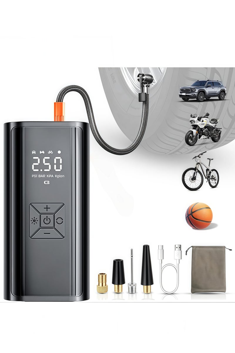 Generic Car Portable Air Compressor, Wireless Rechargeable, Tire Pump, Wireless Charging, 150 PSI Fast Inflation, with LCD Dual Screen [Wireless and Powerful] Electric Tire Pump for Car, Bicycle, Motorcycle Spherical Tires  - Image 1