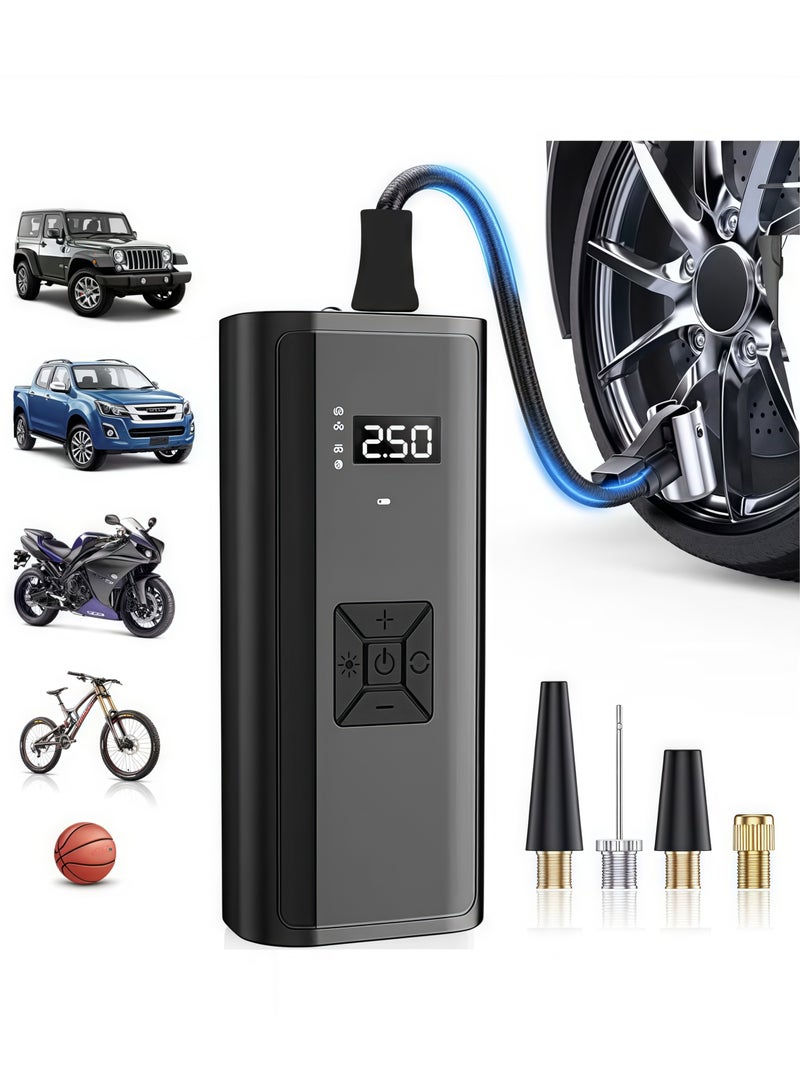 Car Portable Air Compressor, Wireless Rechargeable, Tire Pump, Wireless Charging, 150 PSI Fast Inflation, with LCD Dual Screen [Wireless and Powerful] Electric Tire Pump for Car, Bicycle, Motorcycle Spherical Tires - Image 1