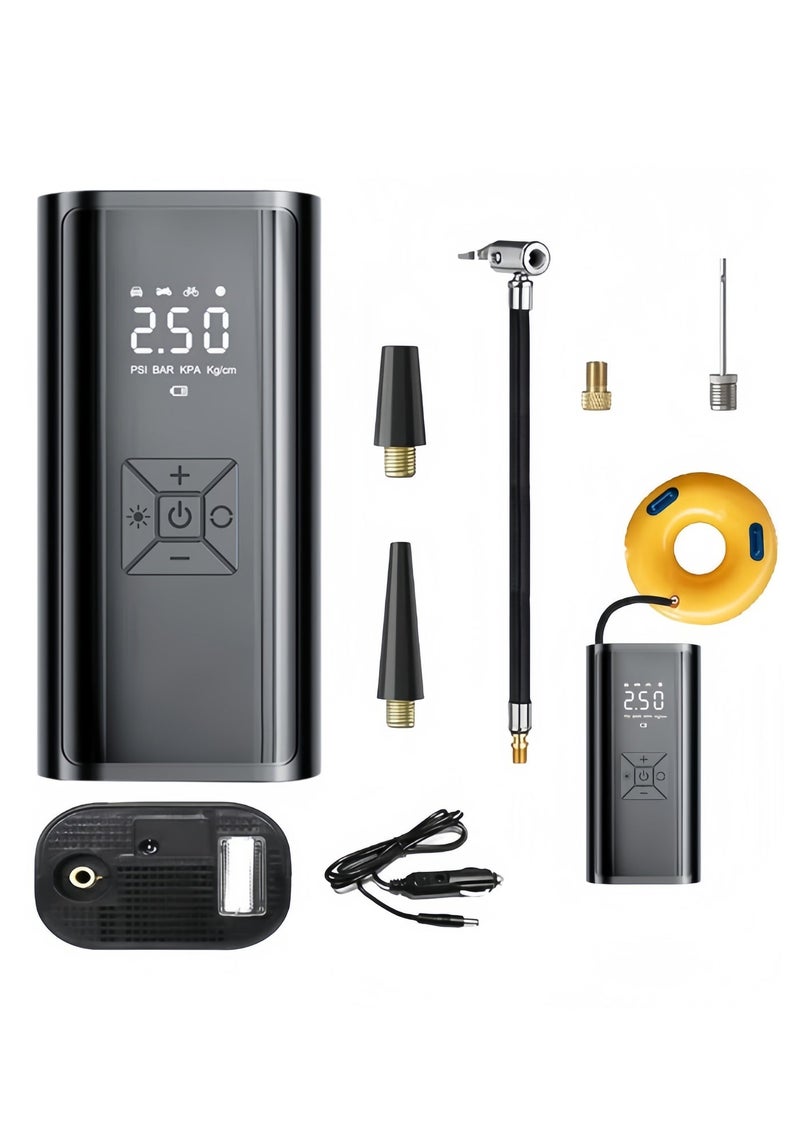 Car Portable Air Compressor, Wireless Rechargeable, Tire Pump, Wireless Charging, 150 PSI Fast Inflation, with LCD Dual Screen [Wireless and Powerful] Electric Tire Pump for Car, Bicycle, Motorcycle Spherical Tires - Image 1