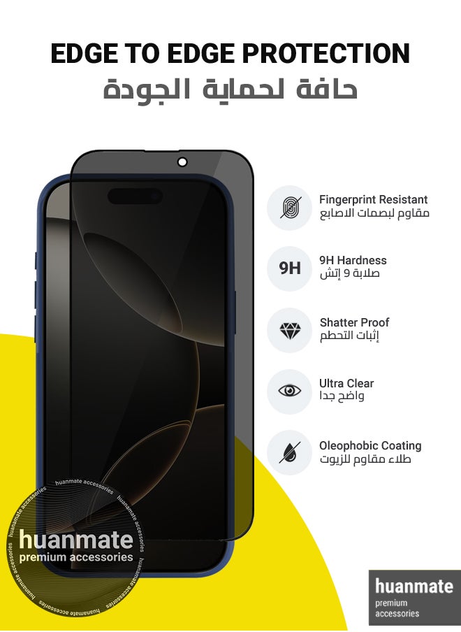 huanmate - 2 in 1 Apple iPhone 16 Pro Magsafe Protection Pack - Ultra Clear Shockproof Case & Anti-Peeping Privacy Glass Screen Protector, All-Round Defense with High Transparency & Easy Installation - Image 1
