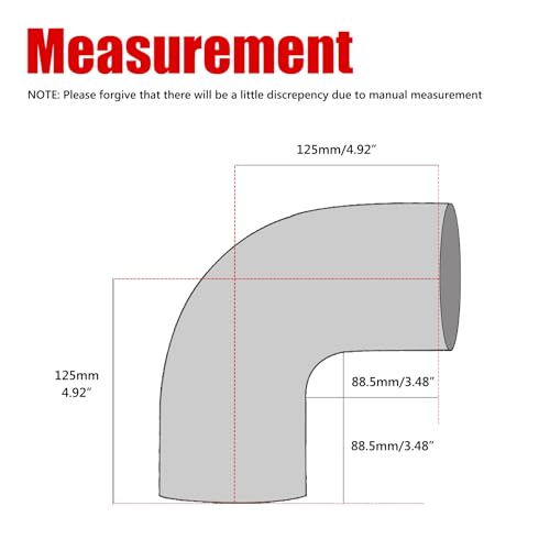 MUYI 90 Degree Hose Elbow Silicone Pipe Kit 4Ply TurboIntercoolerIntake Piping with 2PCS TBolt Clamps High Performance Coupler ID 3076mm Length 492125mm Thickness 5mm - Image 3