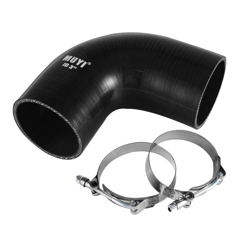 MUYI 90 Degree Hose Elbow Silicone Pipe Kit 4Ply TurboIntercoolerIntake Piping with 2PCS TBolt Clamps High Performance Coupler ID 3076mm Length 492125mm Thickness 5mm - Image 2