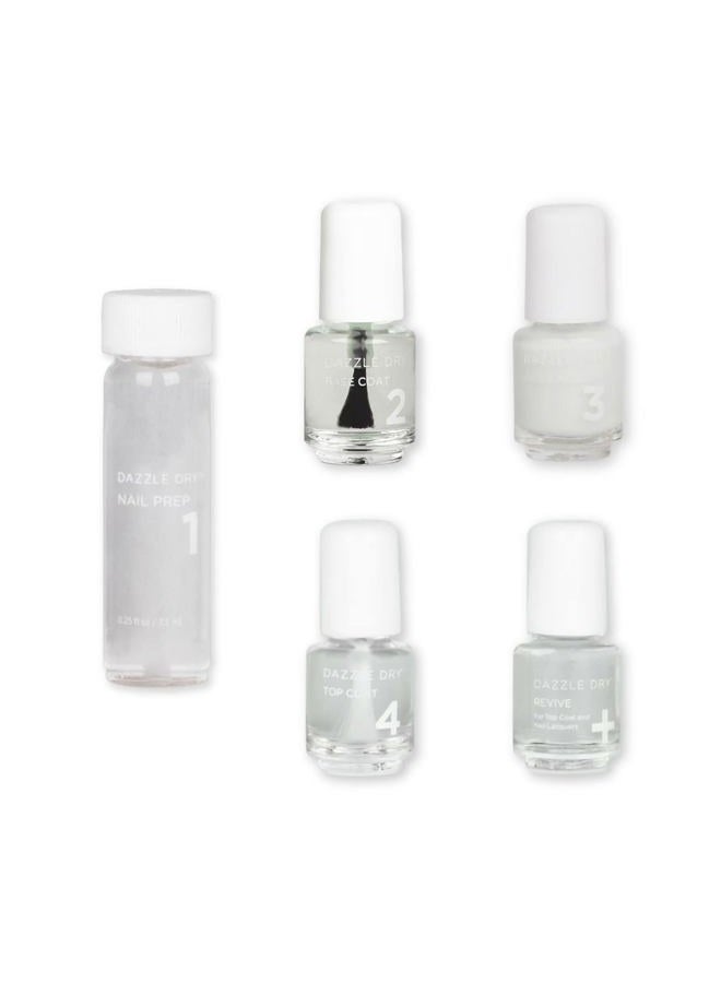 Dazzle Dry Mini Kit 4 Step System - Fine China, a sheer milky white. Simple and clean. (5 Piece Kit / 5 Manicures) - Image 1