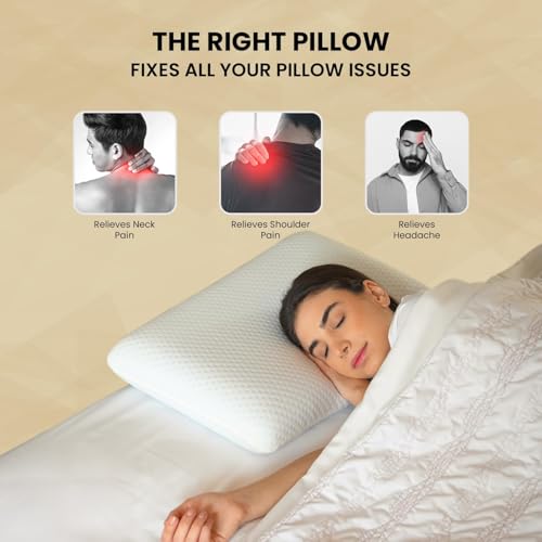 Sleepsia Orthopedic Cooling Gel Memory Foam Pillow | 1 Year Warranty | Cervical Pillows for Spondylitis Neck and Shoulder Pain Relief Support Bed Sleeping (Medium Standard, White) - Image 4