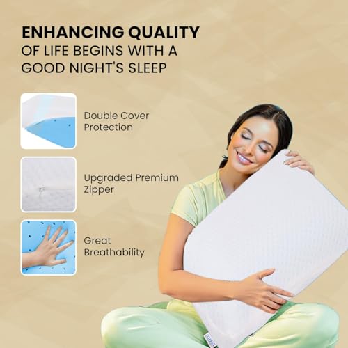 Sleepsia Orthopedic Cooling Gel Memory Foam Pillow | 1 Year Warranty | Cervical Pillows for Spondylitis Neck and Shoulder Pain Relief Support Bed Sleeping (Medium Standard, White) - Image 5