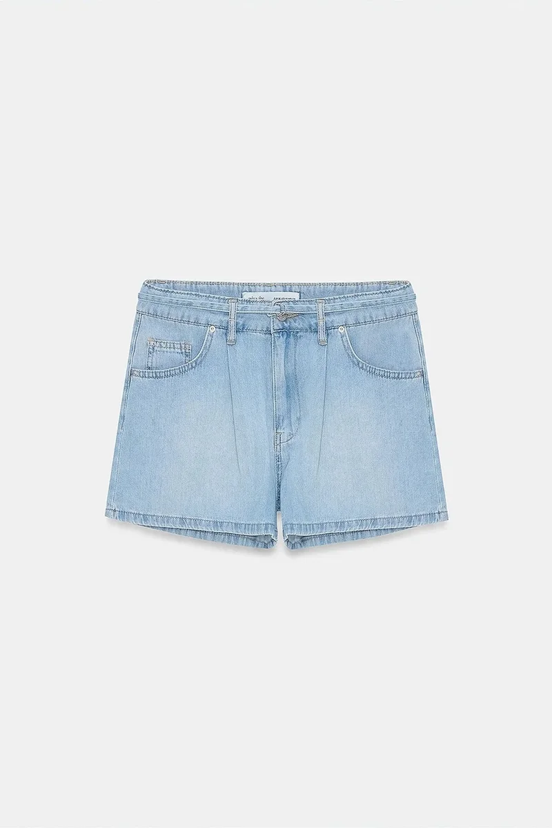 Dilvin Light Blue Denim DILVIN High-Waist Belted Denim Shorts for Women | Best Price UAE