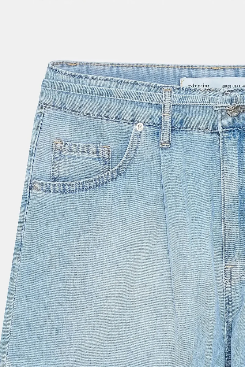 Dilvin Light Blue Denim DILVIN High-Waist Belted Denim Shorts for Women | Best Price UAE