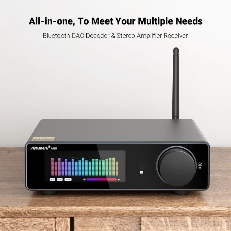 AIYIMA A80 TPA3255 PFFB Class D Bluetooth 5.1 Stereo Amplifier ES9038Q2M DAC 300W×2 HIFI Digital Power Amp TRS Balanced Input VU Display Subwoofer Output aptX HD - Image 2