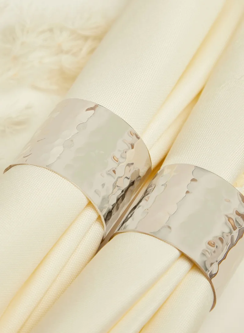 Premier Silver Finish Set Of 4 Hammered Napkin Rings