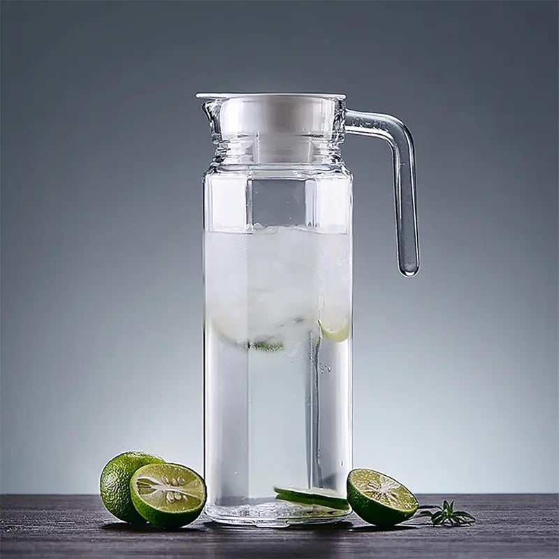 WRINGO 1.1 LTR Elegant Glass Jug with Lid, Multipurpose Jug, Easy Pour Spout & Strong Handle, Transparent Beverage Carafe for Home, Office (WR-01) - Image 5