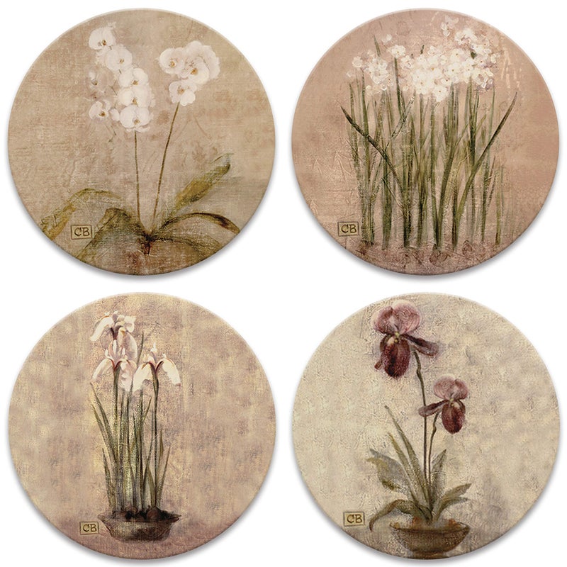 CoasterStone Subtle Flowers Absorbent Coasters, 4-1/4-Inch, Set of 4 - Image 1