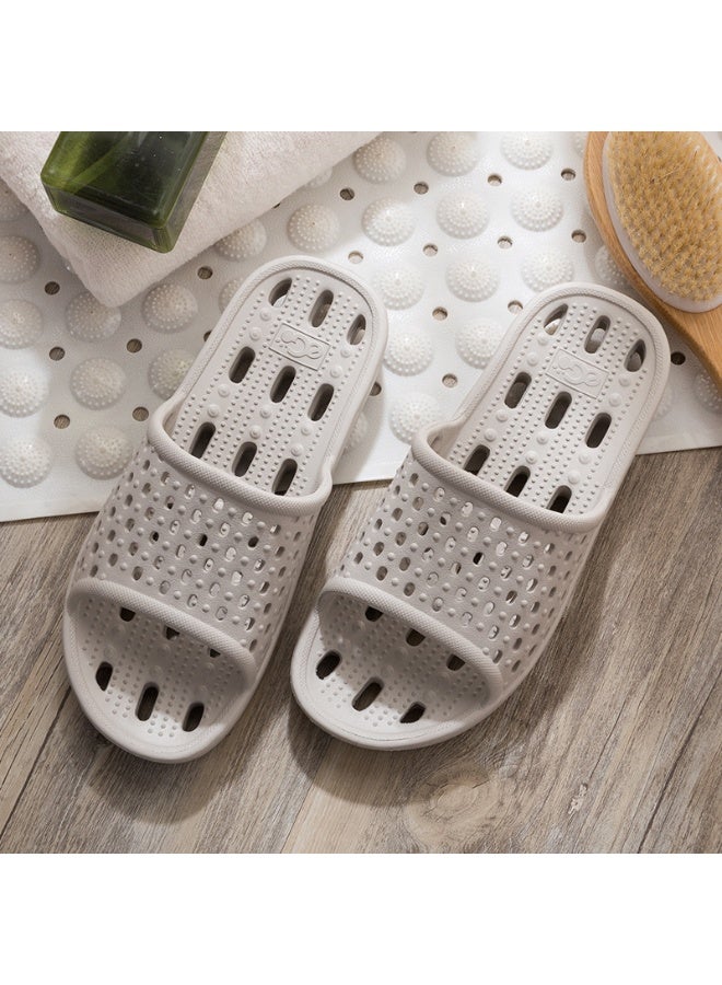 Slippers For Men Women, Quick Drying Shower Slippers With Drainage Holes, Soft Comfortable Slippers, Unisex Flat Sliders, Non-Slip Bath Slippers, Bathroom Slippers For Indoor Outdoor Poolside Use, Lightweight Dorm Home Slide Sandals, Light Gray