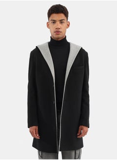 ASTK Long wool blend coat with hoodie 