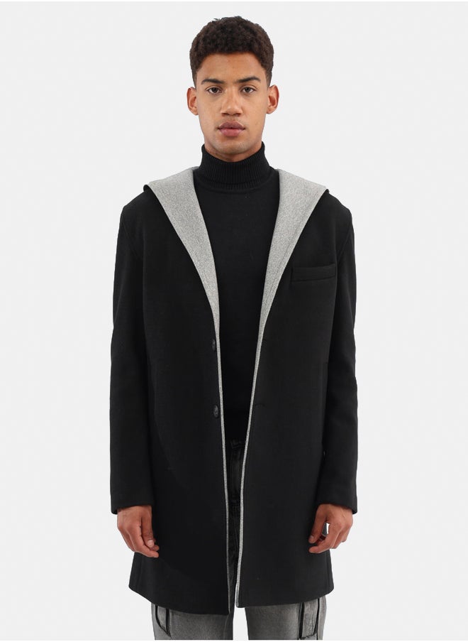ASTK Long wool blend coat with hoodie 