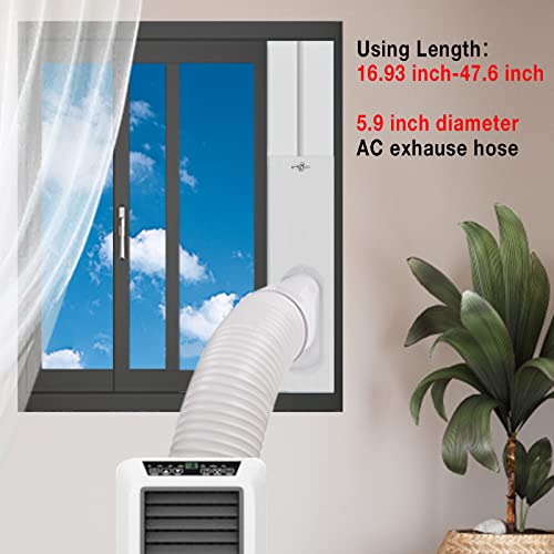 HOXHA Air Conditioner Window Vent Kit Universal Adjustable Window Kit with 5.9” Diameter 59” Length Exhaust Hose for AC Unit, AC Seal Panel for Horizontal&Vertical Window - Image 3