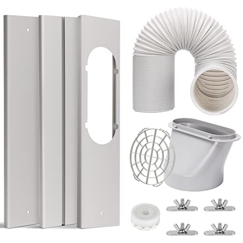 HOXHA Air Conditioner Window Vent Kit Universal Adjustable Window Kit with 5.9” Diameter 59” Length Exhaust Hose for AC Unit, AC Seal Panel for Horizontal&Vertical Window - Image 1