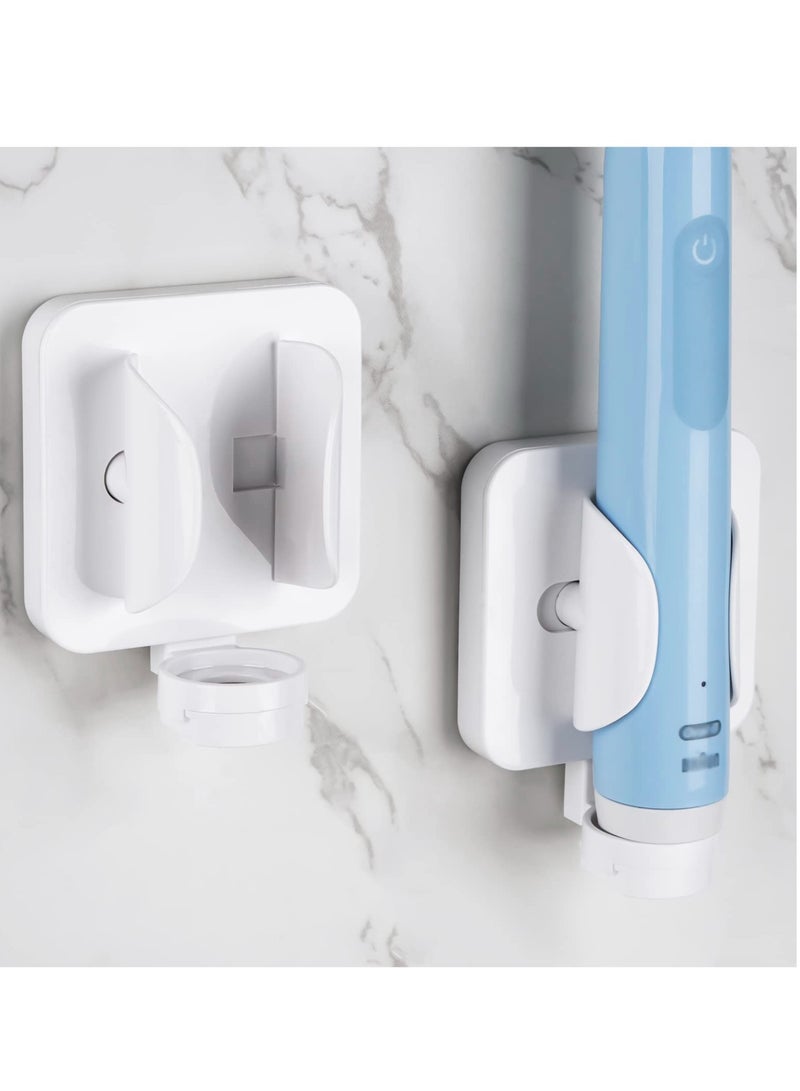 SYOSI 2 Pack Electric Toothbrush Holder, Gravity Wall Mounted Toothbrush Stand Hanger with Drain, Self Adhesive Toothbrush, Suitable for Shower, Bathroom, Dorm (White) - Image 1