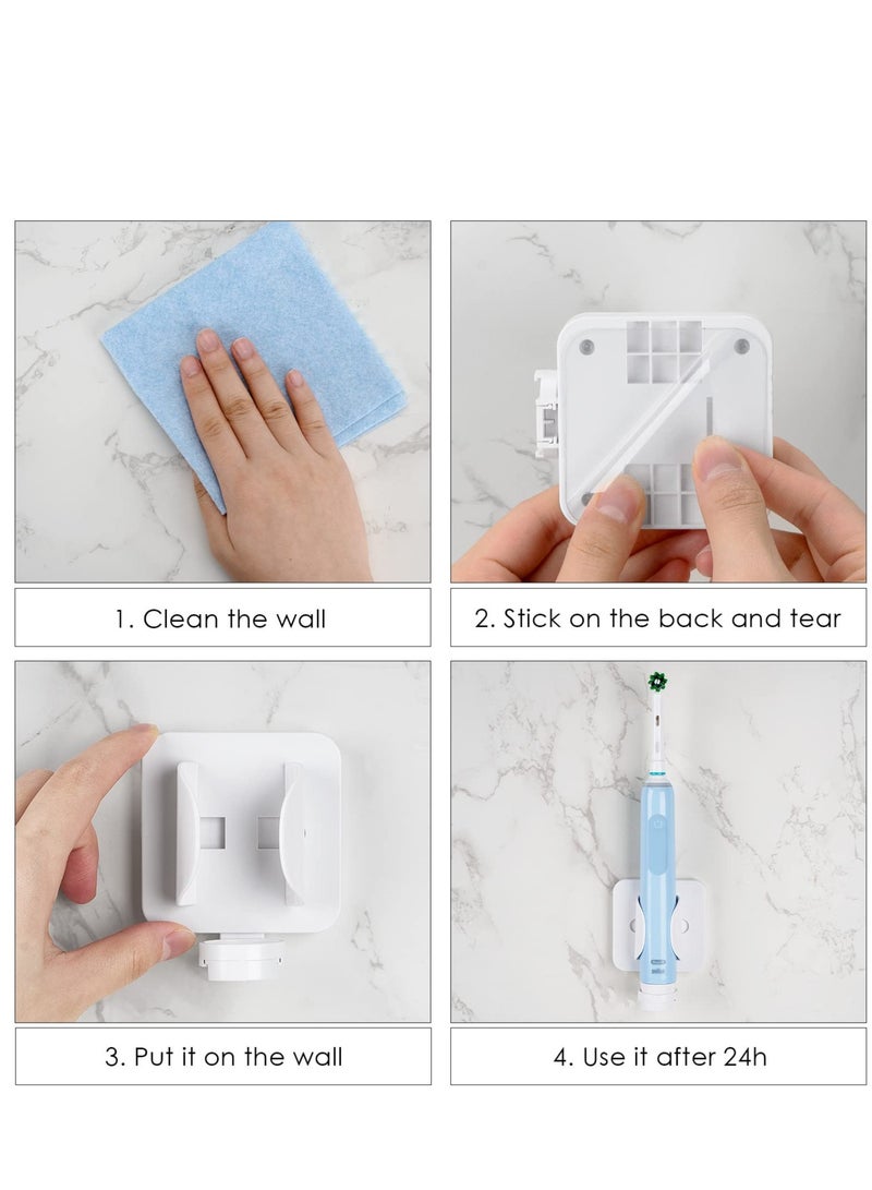 SYOSI 2 Pack Electric Toothbrush Holder, Gravity Wall Mounted Toothbrush Stand Hanger with Drain, Self Adhesive Toothbrush, Suitable for Shower, Bathroom, Dorm (White) - Image 5