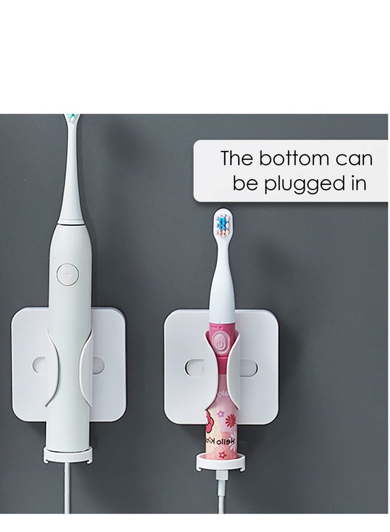 SYOSI 2 Pack Electric Toothbrush Holder, Gravity Wall Mounted Toothbrush Stand Hanger with Drain, Self Adhesive Toothbrush, Suitable for Shower, Bathroom, Dorm (White) - Image 3