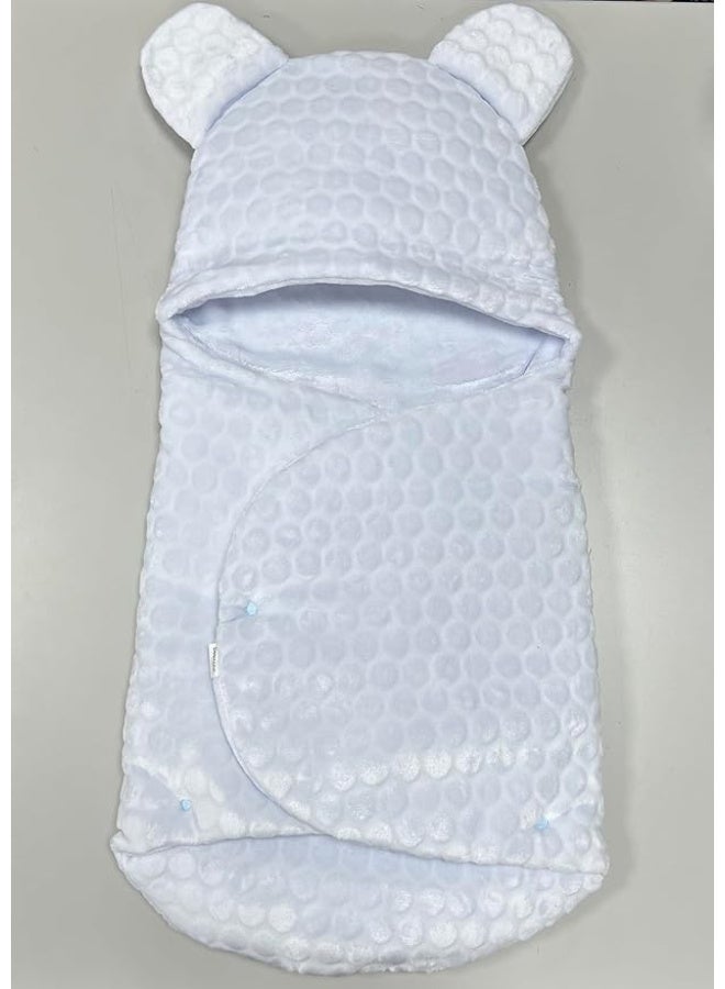 VITION Embossed Velboa Baby Swaddle Blanket for 0-12 Months, Lightweight Breathable Fabric Suitable For Infant Comfort (Made in Türkiye) (Blue) - Image 1