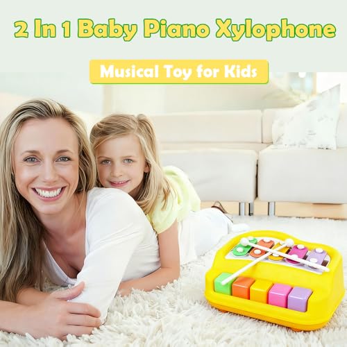 Liyujuping 2 in 1 Xylophone for Toddlers Baby Xylophone Piano Toy with 5 Multicolored Key Scales and Two Mallets for Kids Educational Musical Learning Instruments Toy for Boys and Girls Blue - Image 5