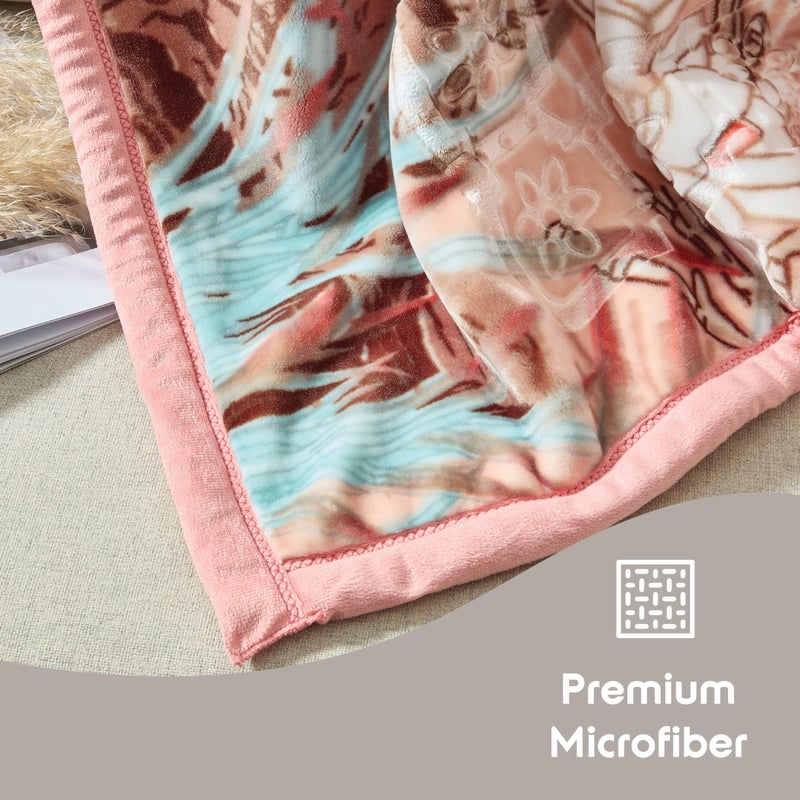 Nestl Korean Mink Blanket King Size - 12 Lbs Velvet Fleece Korean Blanket - 2 Ply Warm & Thick Winter Blanket - Wrinkle & Fade Resistant - 87 x 94 Inches (Peach) - Image 2