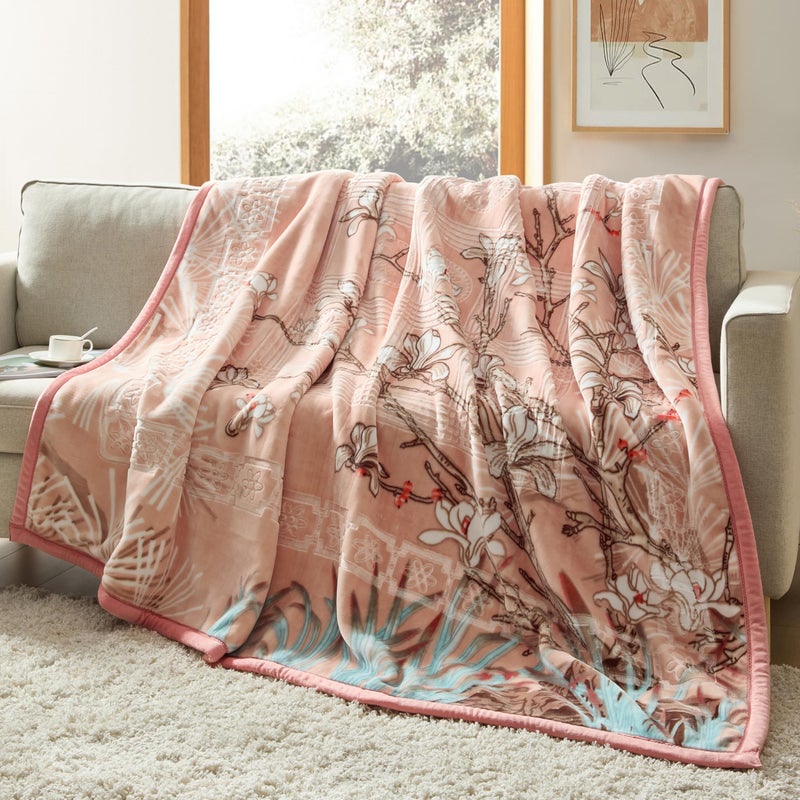 Nestl Korean Mink Blanket King Size - 12 Lbs Velvet Fleece Korean Blanket - 2 Ply Warm & Thick Winter Blanket - Wrinkle & Fade Resistant - 87 x 94 Inches (Peach) - Image 1