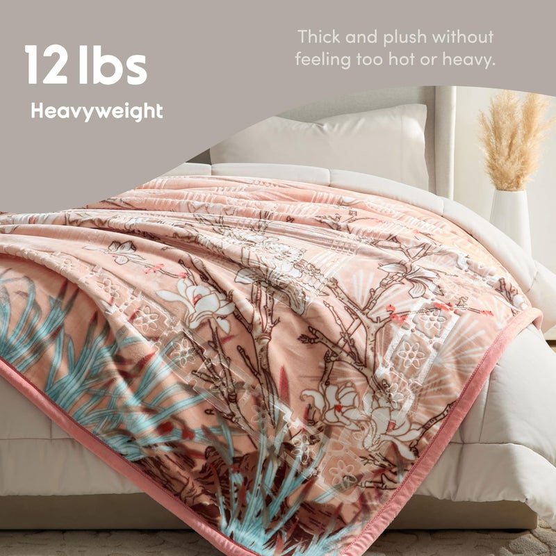Nestl Korean Mink Blanket King Size - 12 Lbs Velvet Fleece Korean Blanket - 2 Ply Warm & Thick Winter Blanket - Wrinkle & Fade Resistant - 87 x 94 Inches (Peach) - Image 4