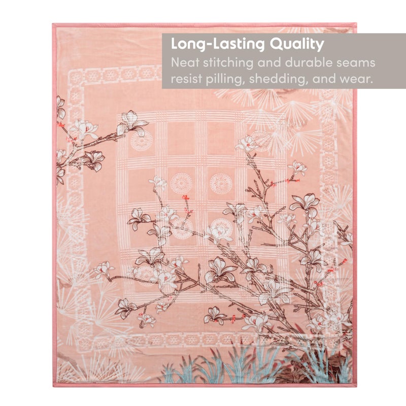 Nestl Korean Mink Blanket King Size - 12 Lbs Velvet Fleece Korean Blanket - 2 Ply Warm & Thick Winter Blanket - Wrinkle & Fade Resistant - 87 x 94 Inches (Peach) - Image 5