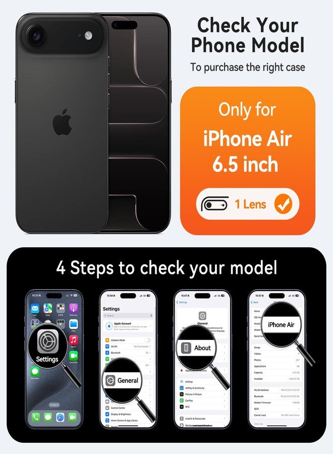 CANSHN Magnetic for iPhone Air Case(6.5"), Upgraded [Full Camera Protection] [Compatible with Magsafe] [Translucent Matte] Shockproof Protective Phone Case, Black - Image 2