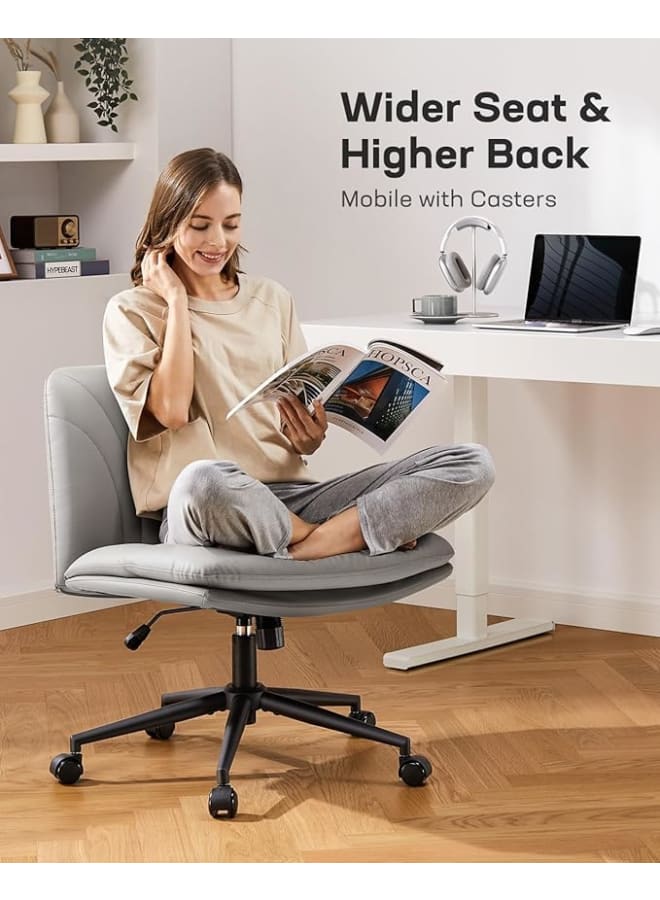 ماركيرو جروب كرسي BalanceGray – قاعدة متقاطعة، دوار، بدون ذراع، جلد صناعي رمادي فاتح، مثالي للمساحات الصغيرة - Image 4