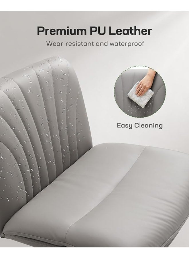 ماركيرو جروب كرسي BalanceGray – قاعدة متقاطعة، دوار، بدون ذراع، جلد صناعي رمادي فاتح، مثالي للمساحات الصغيرة - Image 5