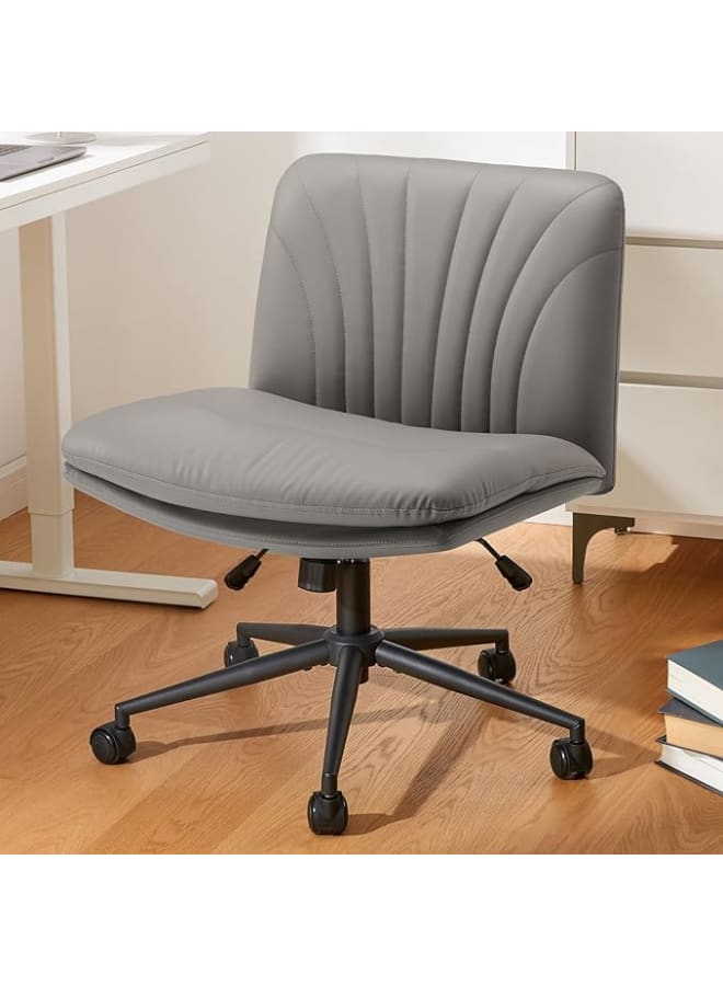 ماركيرو جروب كرسي BalanceGray – قاعدة متقاطعة، دوار، بدون ذراع، جلد صناعي رمادي فاتح، مثالي للمساحات الصغيرة - Image 1