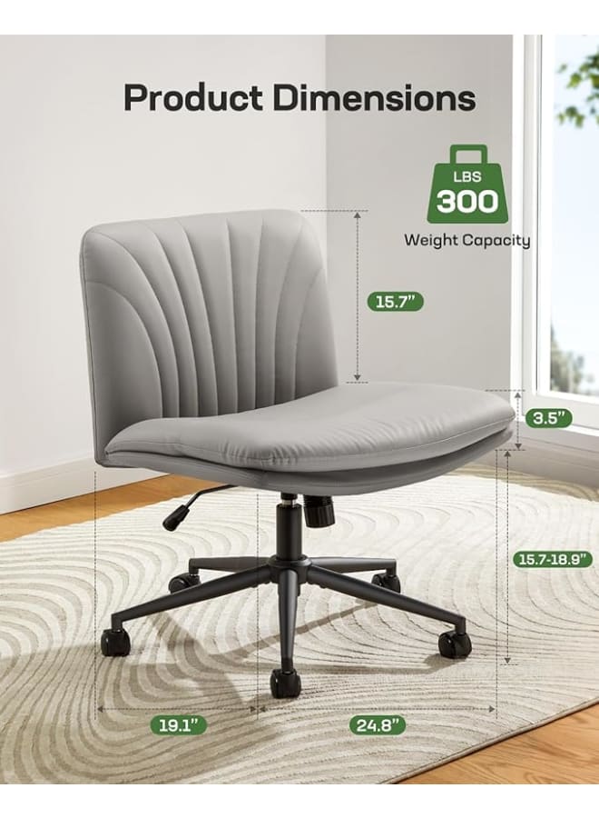 ماركيرو جروب كرسي BalanceGray – قاعدة متقاطعة، دوار، بدون ذراع، جلد صناعي رمادي فاتح، مثالي للمساحات الصغيرة - Image 2