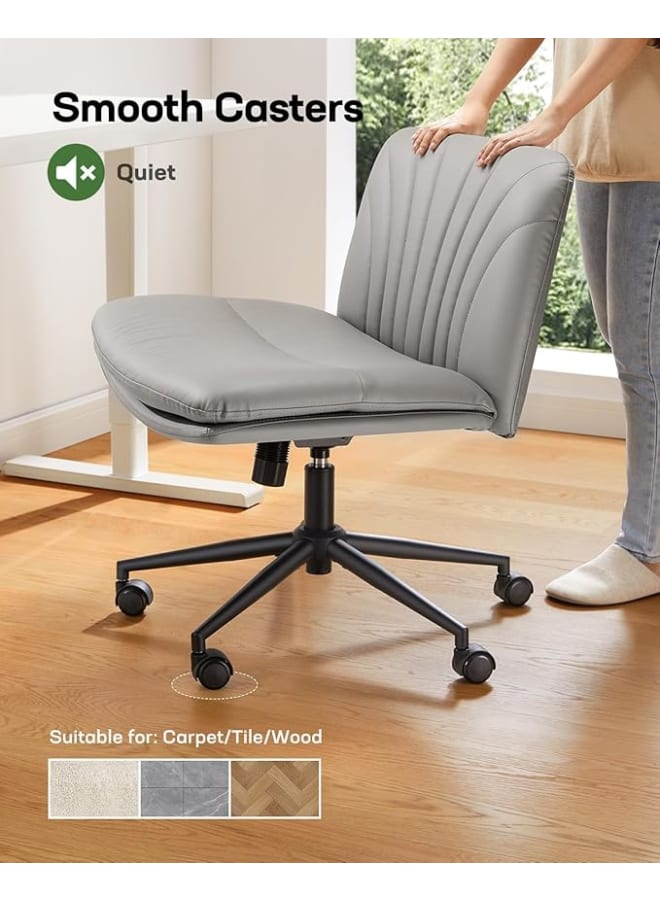 ماركيرو جروب كرسي BalanceGray – قاعدة متقاطعة، دوار، بدون ذراع، جلد صناعي رمادي فاتح، مثالي للمساحات الصغيرة - Image 3