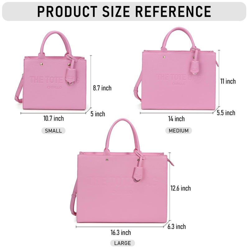 Chinllo Tote Bag for Women Top Handle Satchel Purse and Handbags with Shoulder Strap (D.Pink-M) - Image 3
