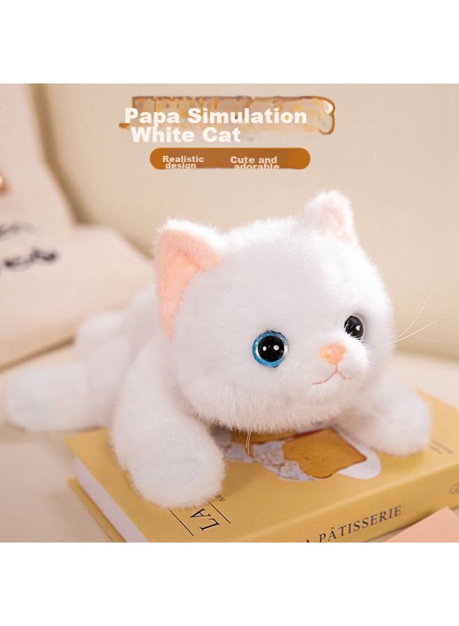 Weltston Plush Toy Cat Doll Pillow Cushion Stuffed Animal Birthday Gift For Girls 30cm White Cat Simulation - Image 1