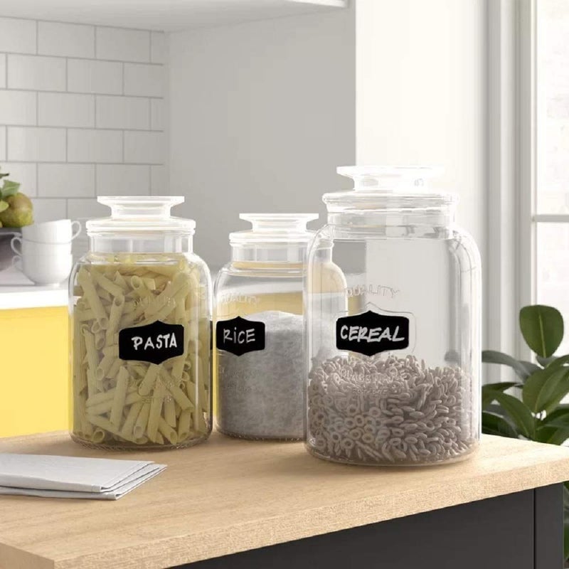 ZEPOLI Glass Jars with Chalkboard Labels Airtight Kitchen Container Set Kitchen Accessories Storage Big Jar and Containers Transparent Bottles Bpa Free 1500 ML SET OF 5 - Image 4