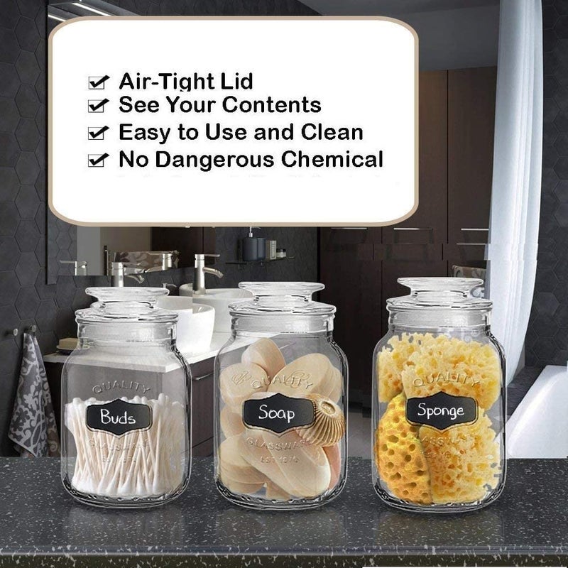 ZEPOLI Glass Jars with Chalkboard Labels Airtight Kitchen Container Set Kitchen Accessories Storage Big Jar and Containers Transparent Bottles Bpa Free 1500 ML SET OF 5 - Image 3