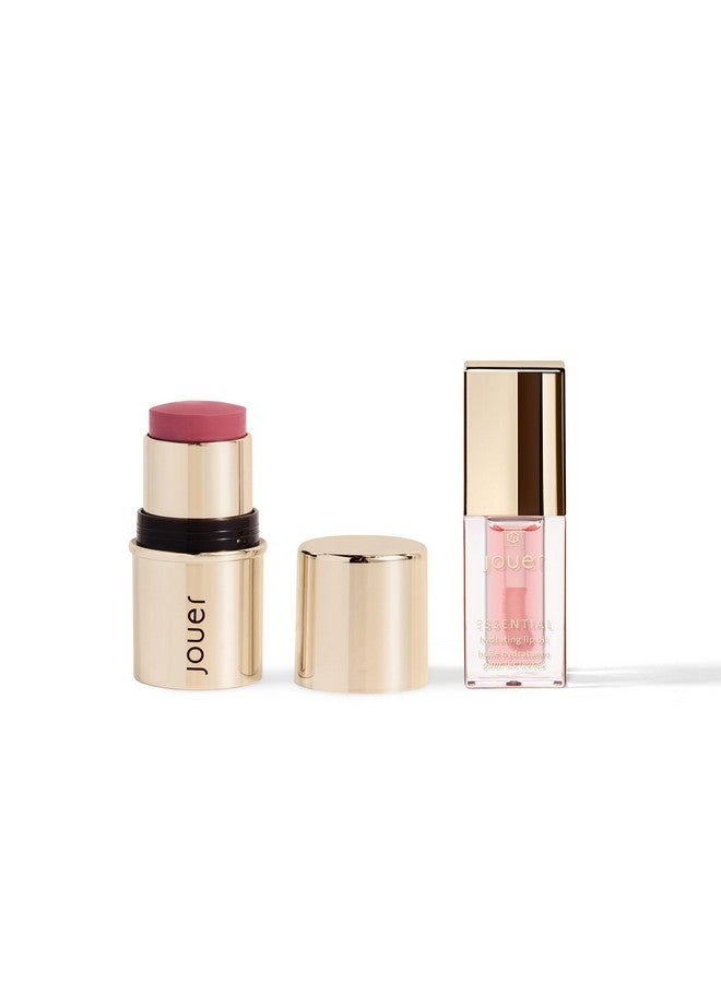 جوير مجموعة أحمر الخدود والبودرة للخدود والشفاه - أحمر خدود كريمي - مصل مرطب للشفاه الجافة - زيت شفاه شفاف - Image 2