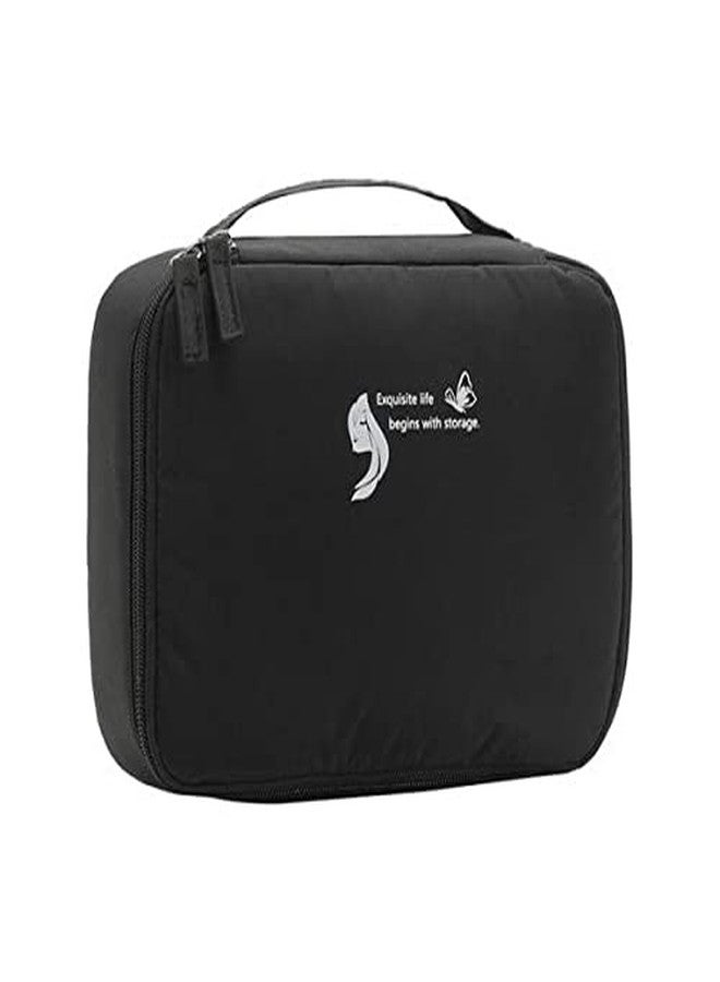 AAGNA Professional Nylon Travel Cosmetic Bag Makeup Pouch for Zippered Cosmetic Bag Vanity Bag with Adjustable Compartment Women, and Girls with Dividers (BLACK) - Image 1