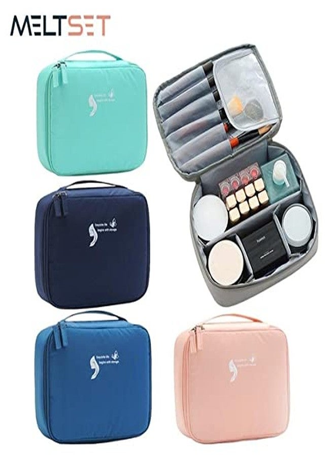 AAGNA Professional Nylon Travel Cosmetic Bag Makeup Pouch for Zippered Cosmetic Bag Vanity Bag with Adjustable Compartment Women, and Girls with Dividers (BLACK) - Image 5