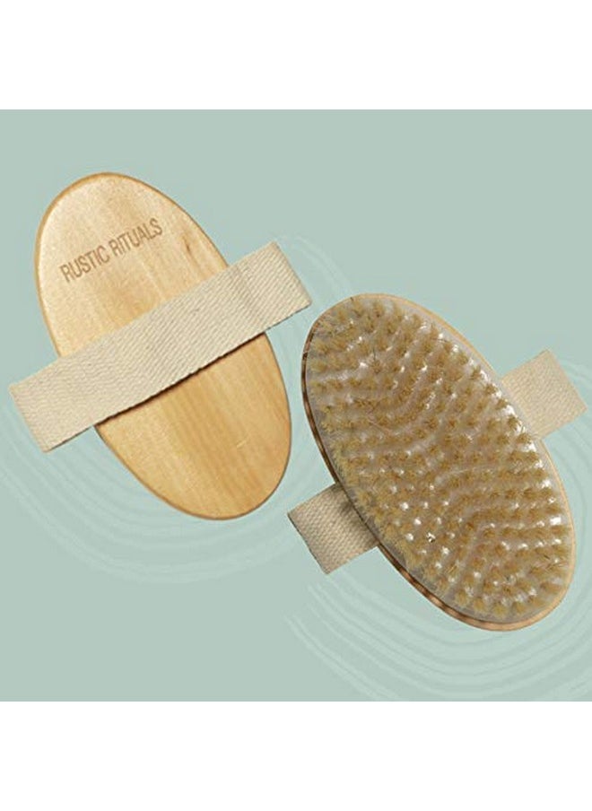 RUSTIC RITUALS best of nature for you! RUSTIC RITUALS best of nature for you! Brightening Wooden Bath Brush for Dry Brushing | Wet And Dry Bath Brush for Cellulite And Lymphatic, Suitable for All Skin Types  - Image 1