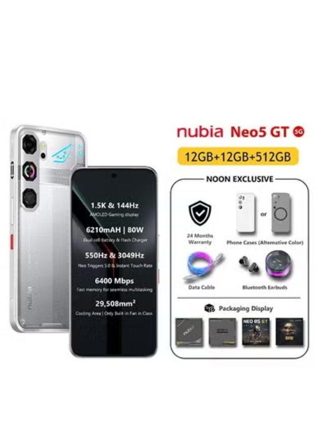 nubia Neo 5 GT 5G New Generation Stellar Silver (12+12)GB RAM 512 GB ROM Gaming Phone – International Version - Image 1