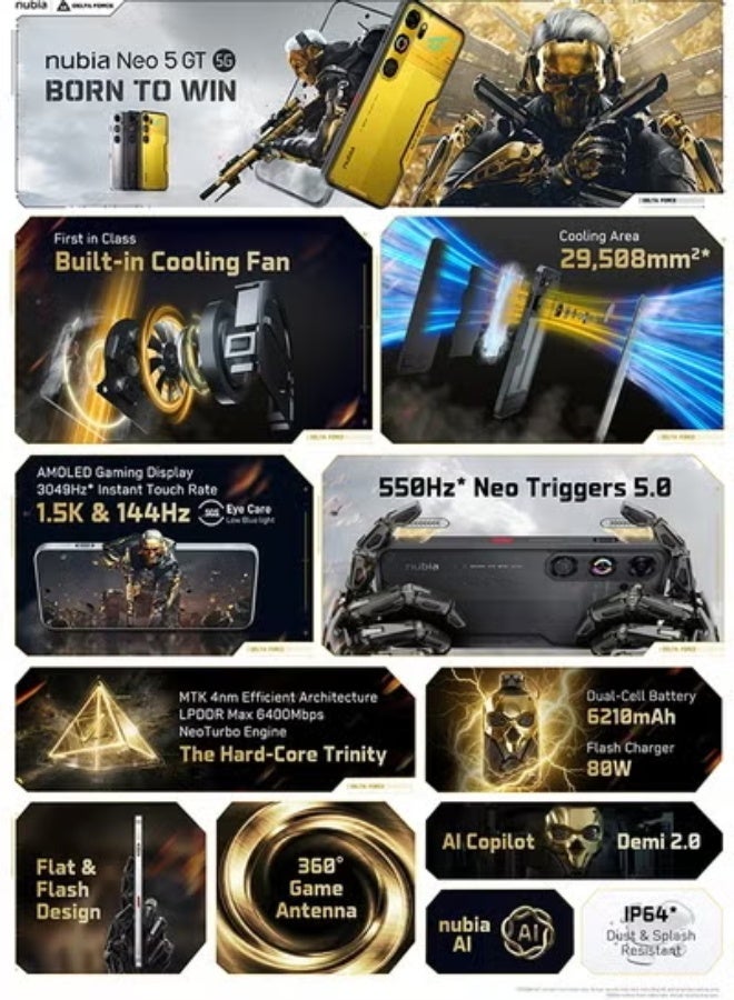 nubia Neo 5 GT 5G New Generation Stellar Silver (12+12)GB RAM 512 GB ROM Gaming Phone – International Version - Image 2