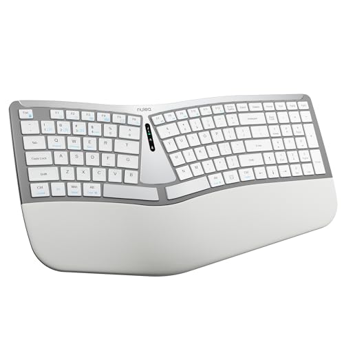 Nulea RT07B Wireless Ergonomic Keyboard - Split Keyboard, Wrist Rest, Natural Typing, Bluetooth and USB Connectivity, USB-C Rechargeable,Compatible with Windows Mac (Grey White) - Image 1