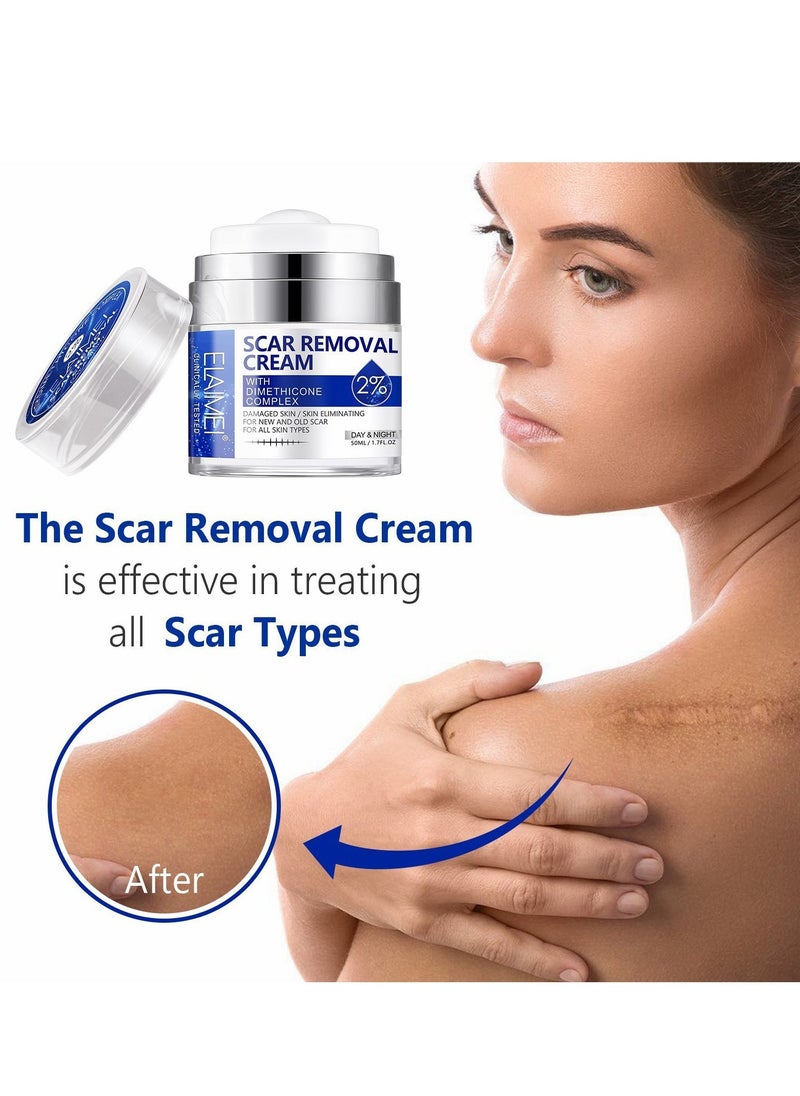 Elaimei Scar Removal Cream with 2% Dimethicone Complex Quick Effect for New and Old Pregnancy Scald and Operation Scar to Repair Damage Skin and Nourish and Brighten Skin 50ML  - Image 1